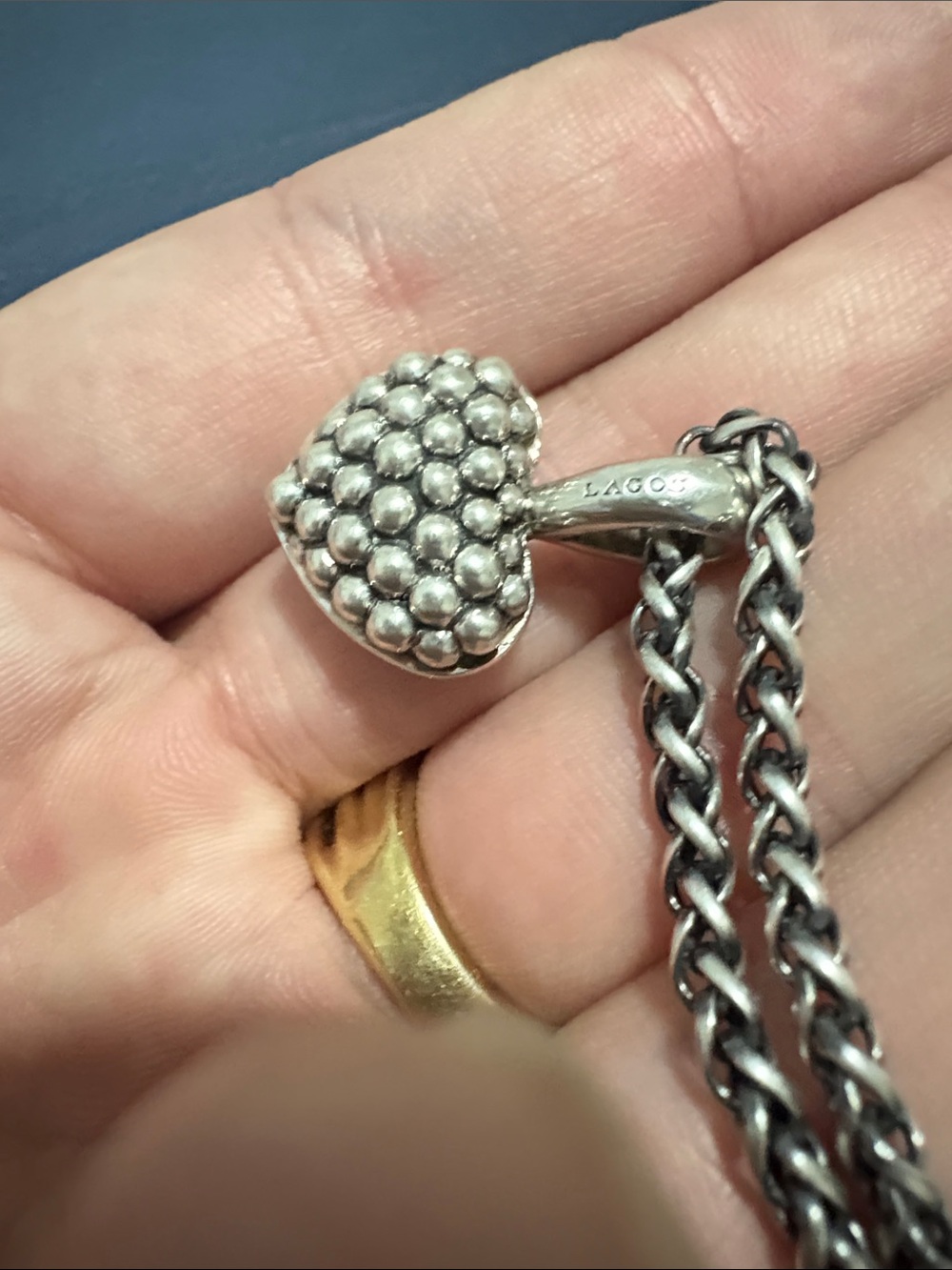 Lagos Silver caviar Heart Pendant - Silver
